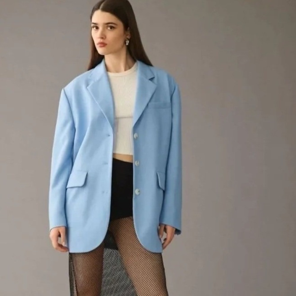 Maeve by Anthropologie Blue Oversized Blazer Jacket Preppy Workwear Modern XS/S